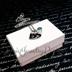Personalized Initial Birthstone Heart Necklace 