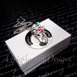 Personalized Mother Child Charm Necklace 