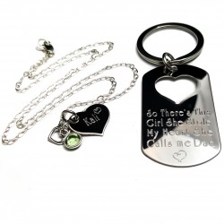 Father Daughter Key Chain Necklace Set 