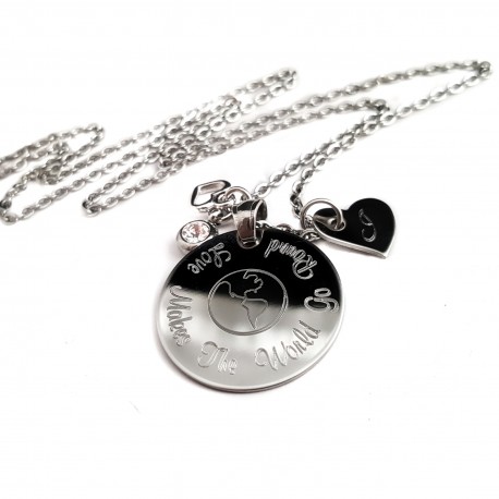 Love Makes The World Go Round Initial Necklace 