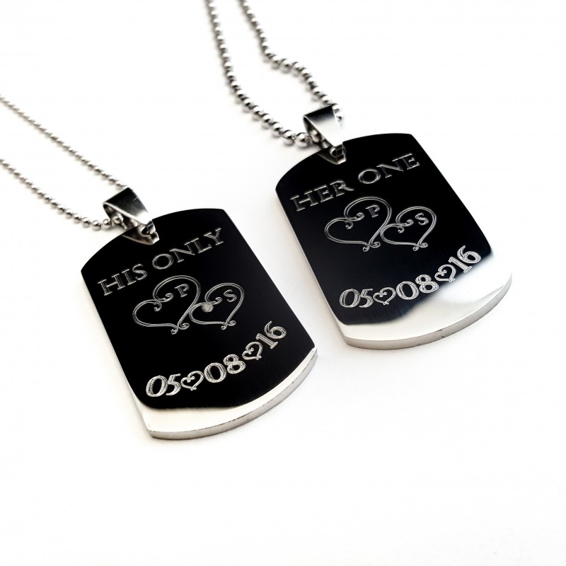 Personalized His and Hers Dog Tag Set - UniqJewelryDesigns