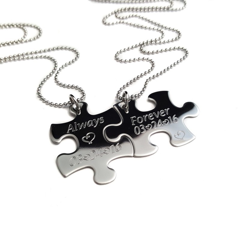 Always and Forever Puzzle Piece Necklace Set - UniqJewelryDesigns