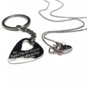 Father Daughter Guitar Pick Key chain Necklace Set 
