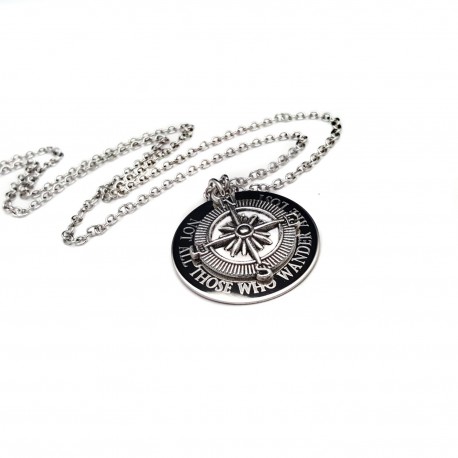 Not All Those Who Wander Are Lost Compass Necklace 