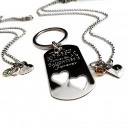 Personalized Father Daughter Keychain Necklace Set 