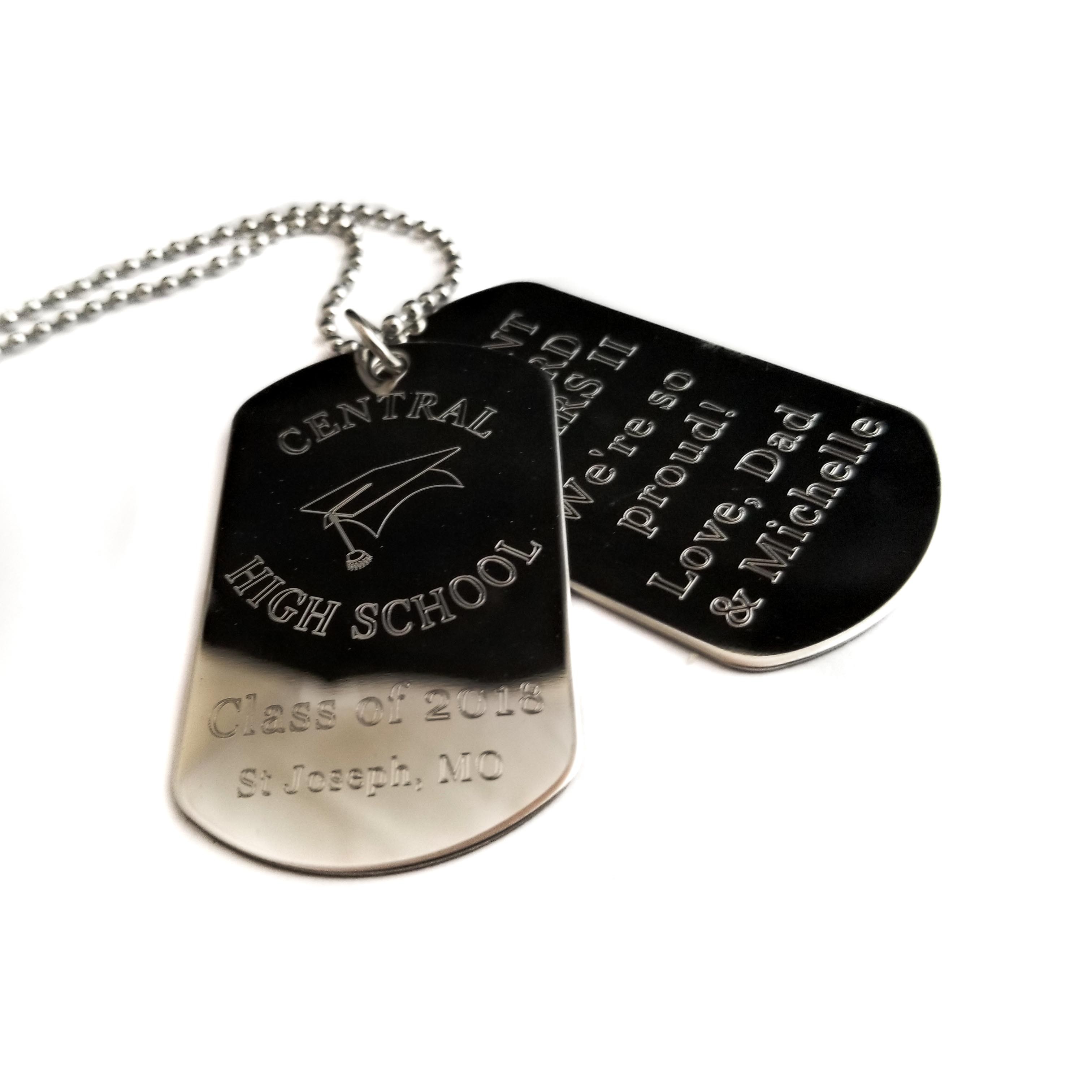 Graduation Dual Dog Tag Necklace UniqJewelryDesigns