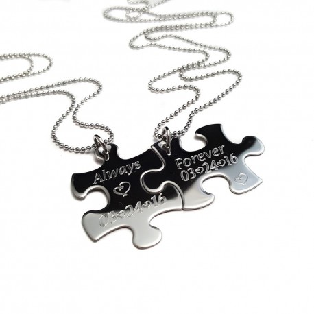 Always and Forever Puzzle Piece Necklace Set