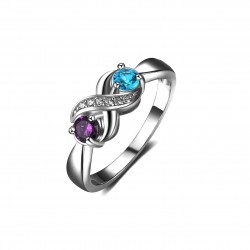 925 Sterling Silver Couples Birthstone Ring