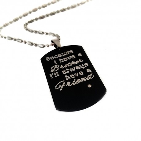 brother best friend black dog tag necklace