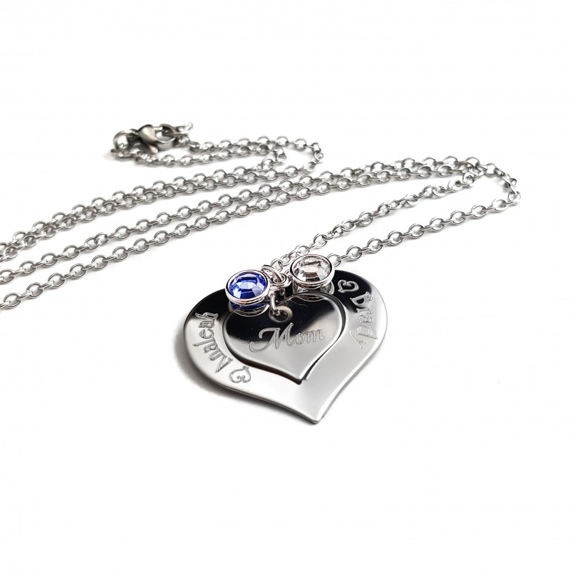 Personalized Mother Child Birthstone Necklace ...