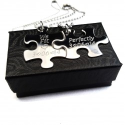 We Fit Perfectly Puzzle Piece Necklace Set 