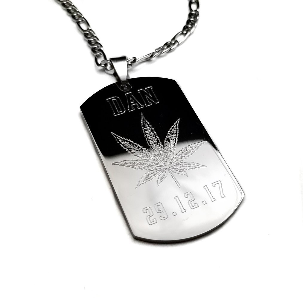 Pot leaf cheap dog tag