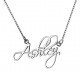 925 Sterling Silver Cursive Name Plate Necklace 