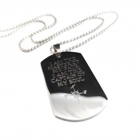  Engraved Compass Dog Tag Necklace 