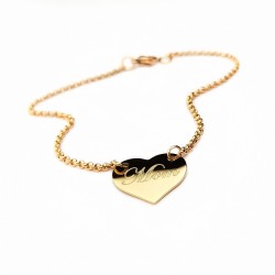 Stainless Steel Gold Heart Bracelet 