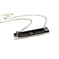 Personalized Couples Heart Bar Necklace 