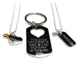Personalized Father Daughter Keychain Necklace Set 