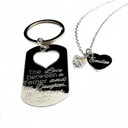 The Love Between Father Daughter Key Chain Necklace Set 