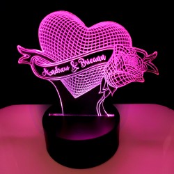 Heart Rose Couples Led lamp