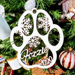 Paw Print Personalized Wood Ornament