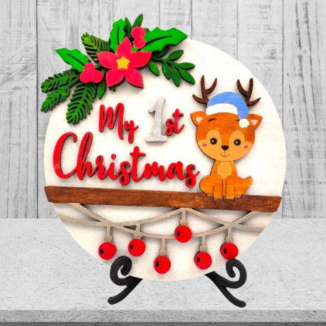 Personalized Layered My First Christmas Wood Decor 