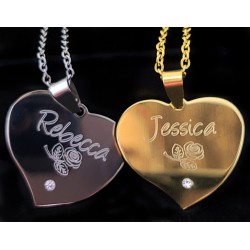 Stainless steel Gold Rose Heart Name Necklace 